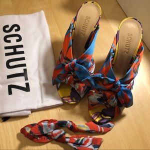 Schutz X Adriana Lima Floral Print Mule